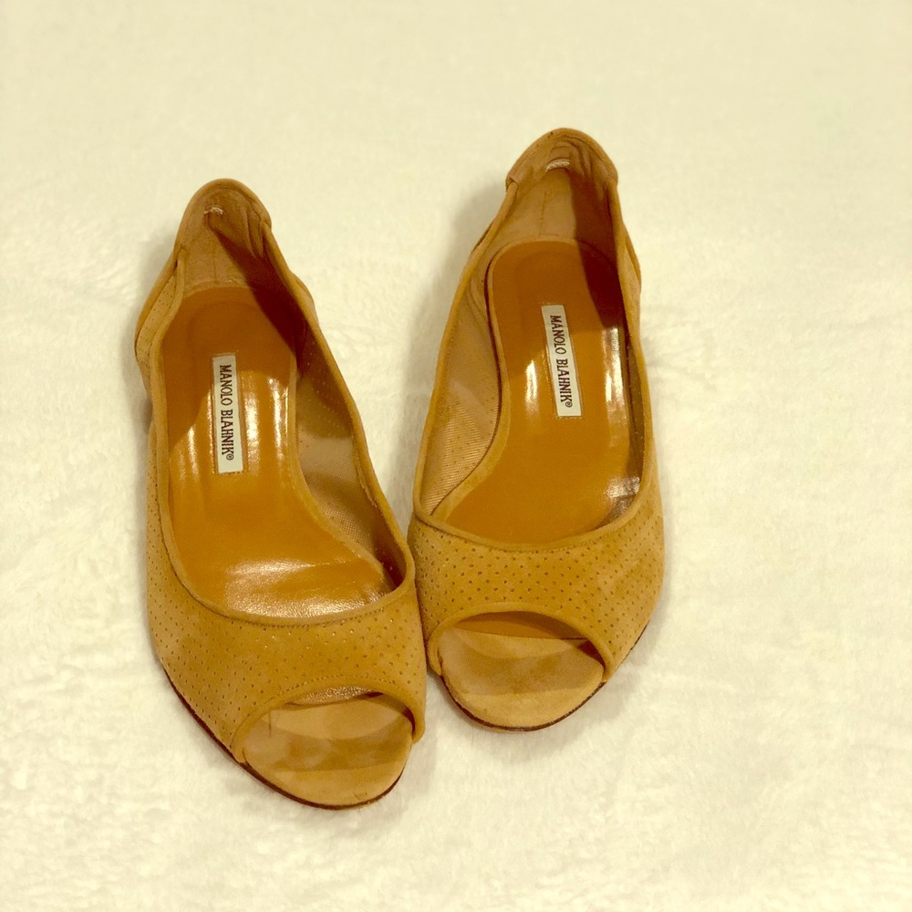 Manolo Blahnik Open Toe Flats